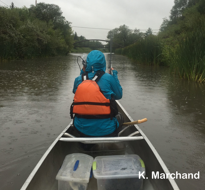 Alyssa in canoe in rain